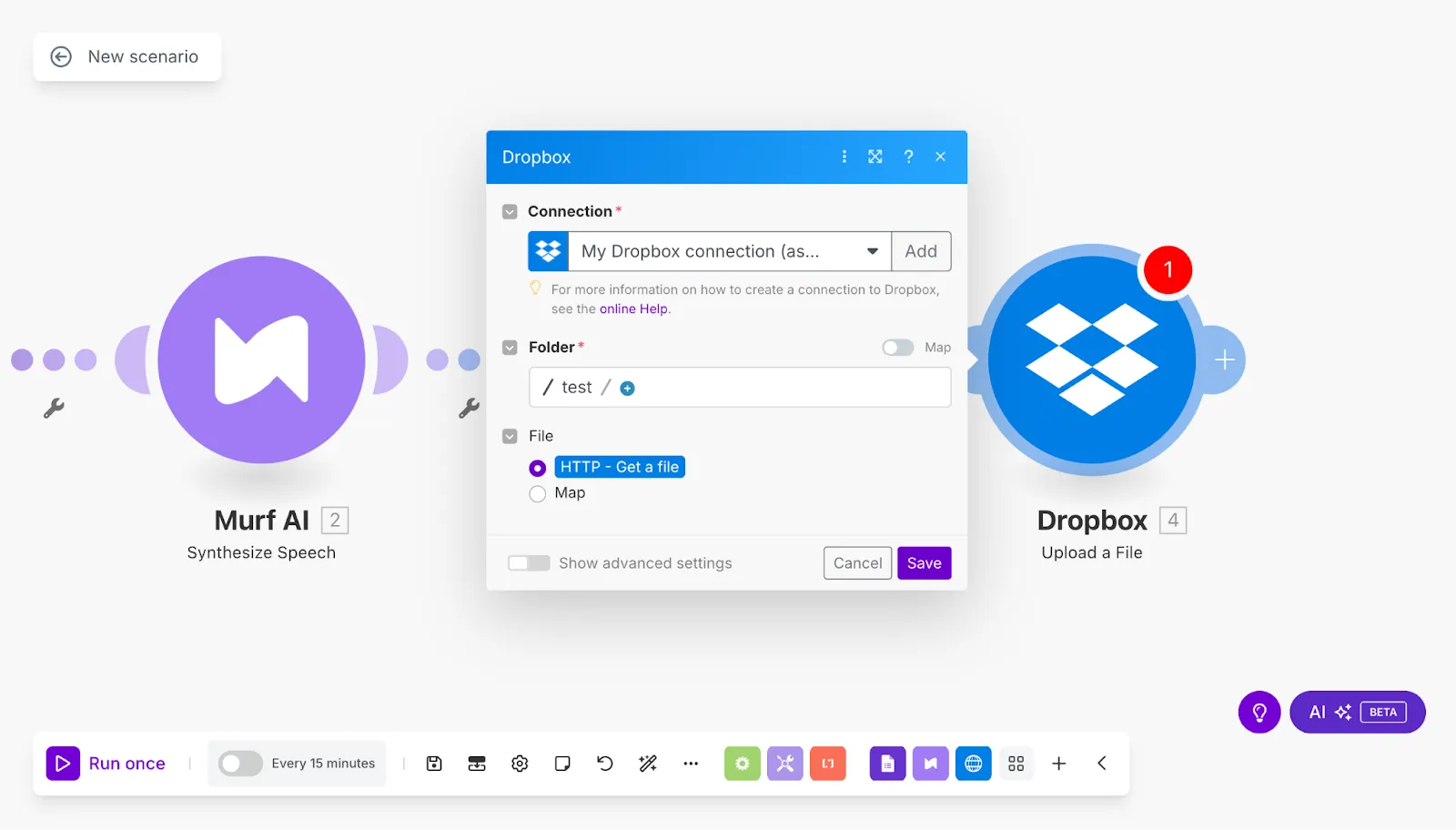 Upload the Audio File to Dropbox 2