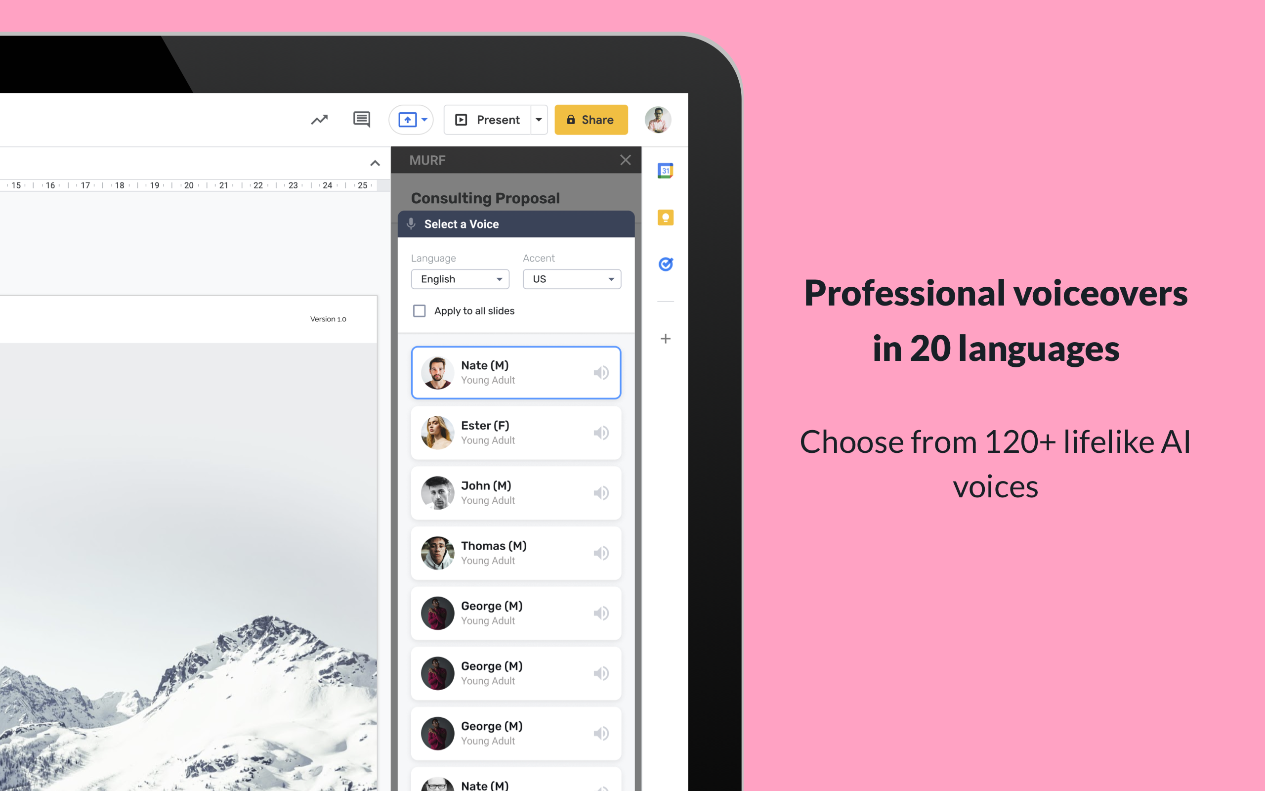 google slide presentation with voice over